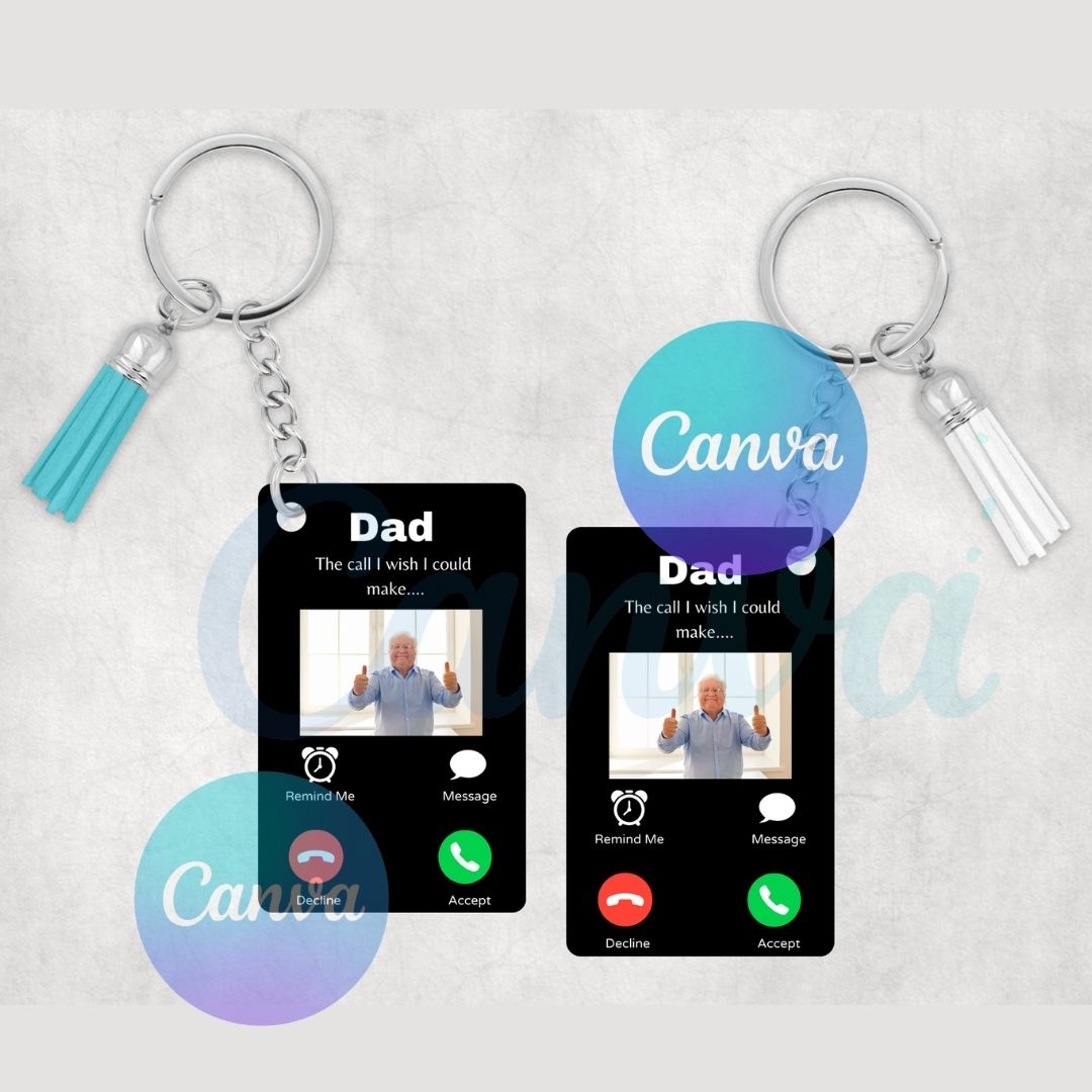 Memorial Keyring Template | Editable Canva Template | DIY Craft | Heaven Memorial Template | Dad Keyring | Fathers Day | Phone Memorial