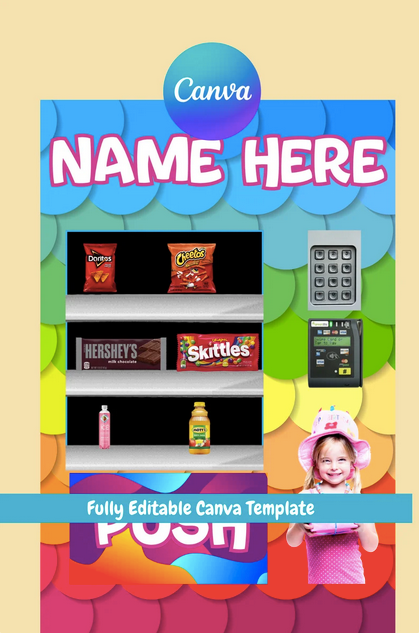 Editable Mini Candy Vending Machine Template