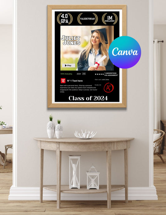 Editable Graduation Movie Poster Template