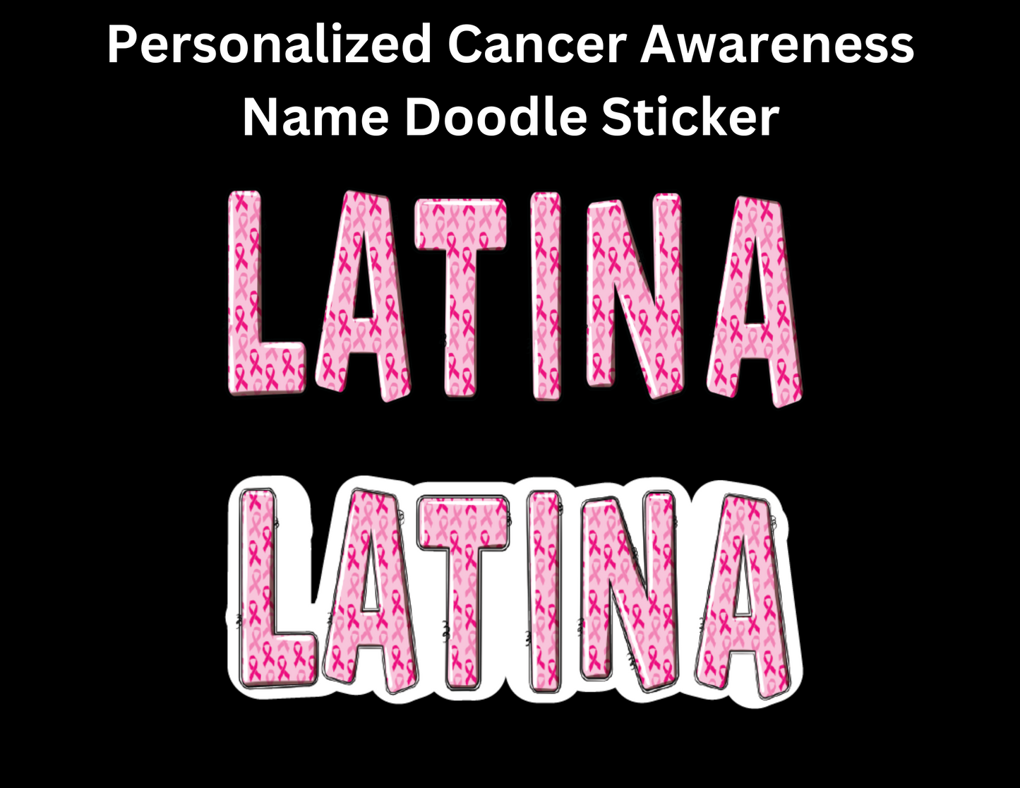 Personalized Cancer Awareness Name Doodle Sticker