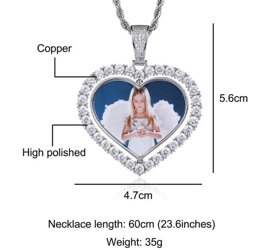 Rotation Heart Photo Pendant  Silver