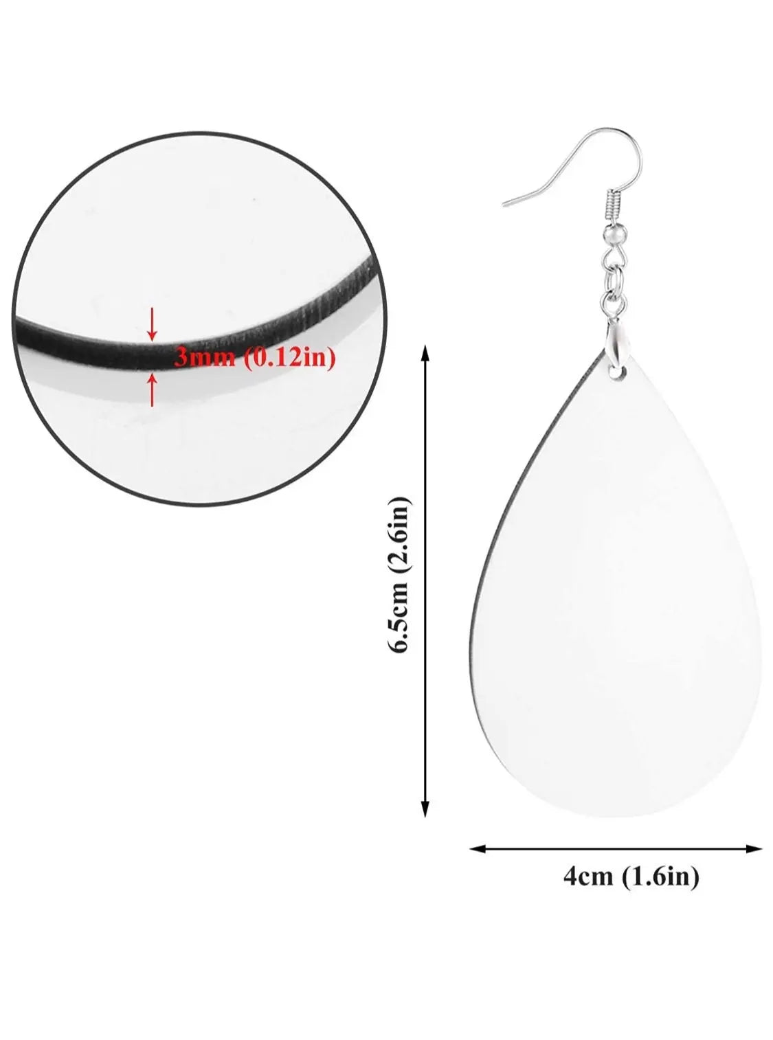 Sublimation Blank Tear Drop Earrings